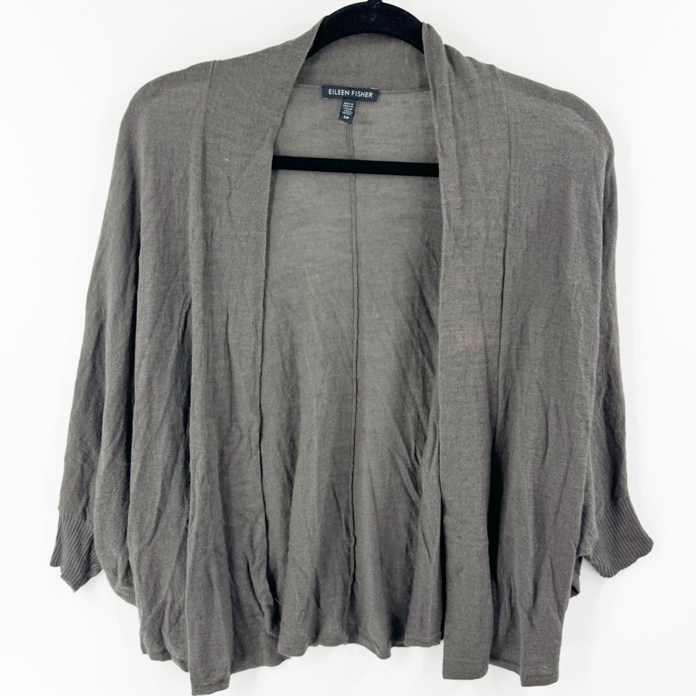 ✅ EILEEN FISHER COCOON CARDIGAN IN TAUPE SIZE SMALL WOOL/MODAL/CAMEL EUC
